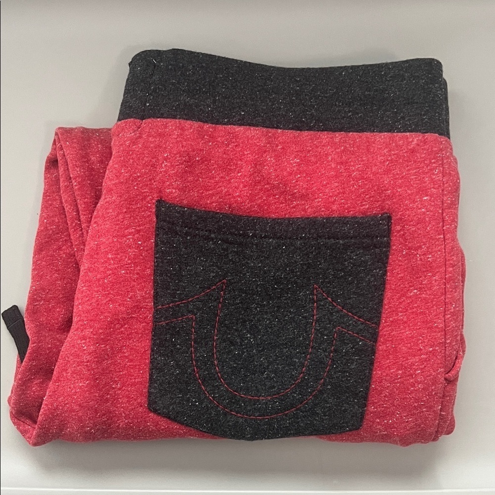 True Religion Cotton Blend Jogger Pant Red/Black Size Large